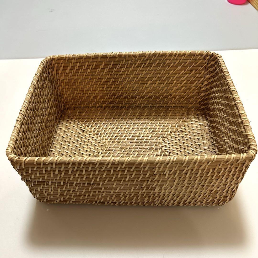 新しいスタイル 無印 天然素材の長方形バスケット 縦26×横18×高さ12cm - メルカリ 小物入れ