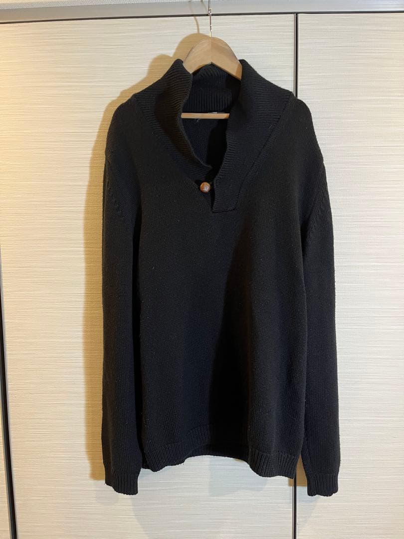 黒 ハイネック ボタン付き ニットセーター　ヴィンテージ