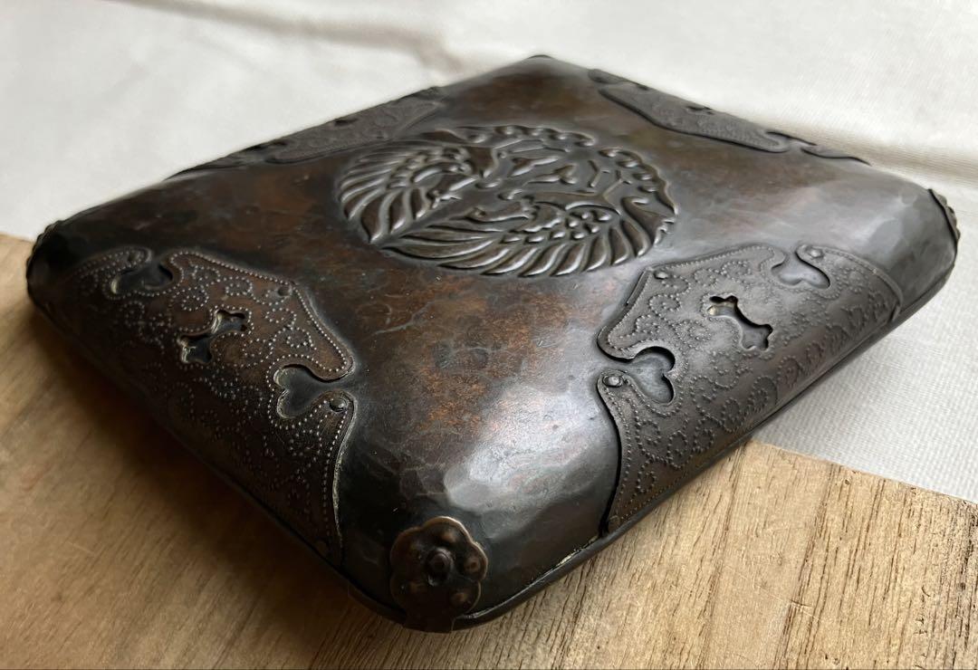 銅蟲 煙草入れ(木箱あり)1956年製：Old Copper box：Japan