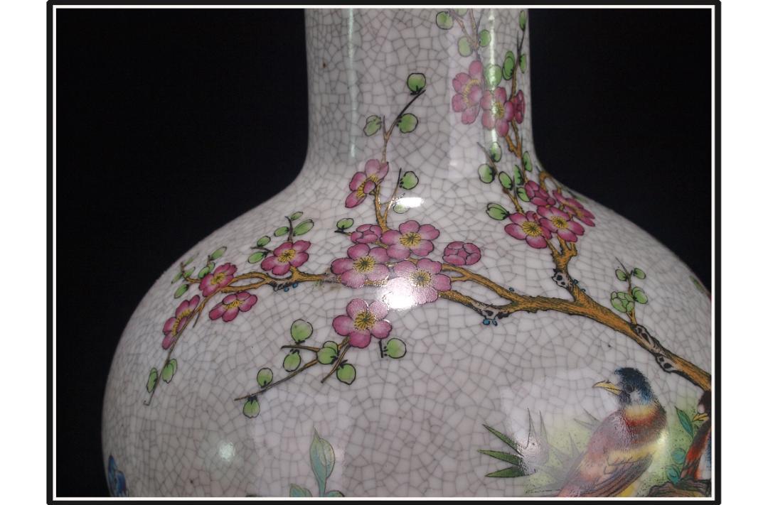 中国 清時代 在銘手描き花瓶 美術品 激安骨董品 DE993B14-5