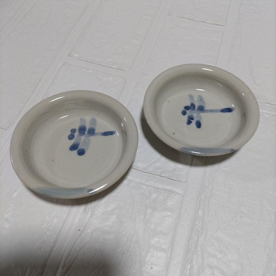 【希少】 中尾万作 入手困難 絵付け 器 人気 作家 蜻蛉柄 小皿2枚セット