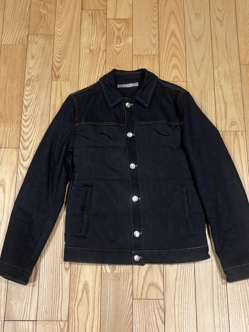 美品 ZARA メンズ デニムステッチダウンジャケット