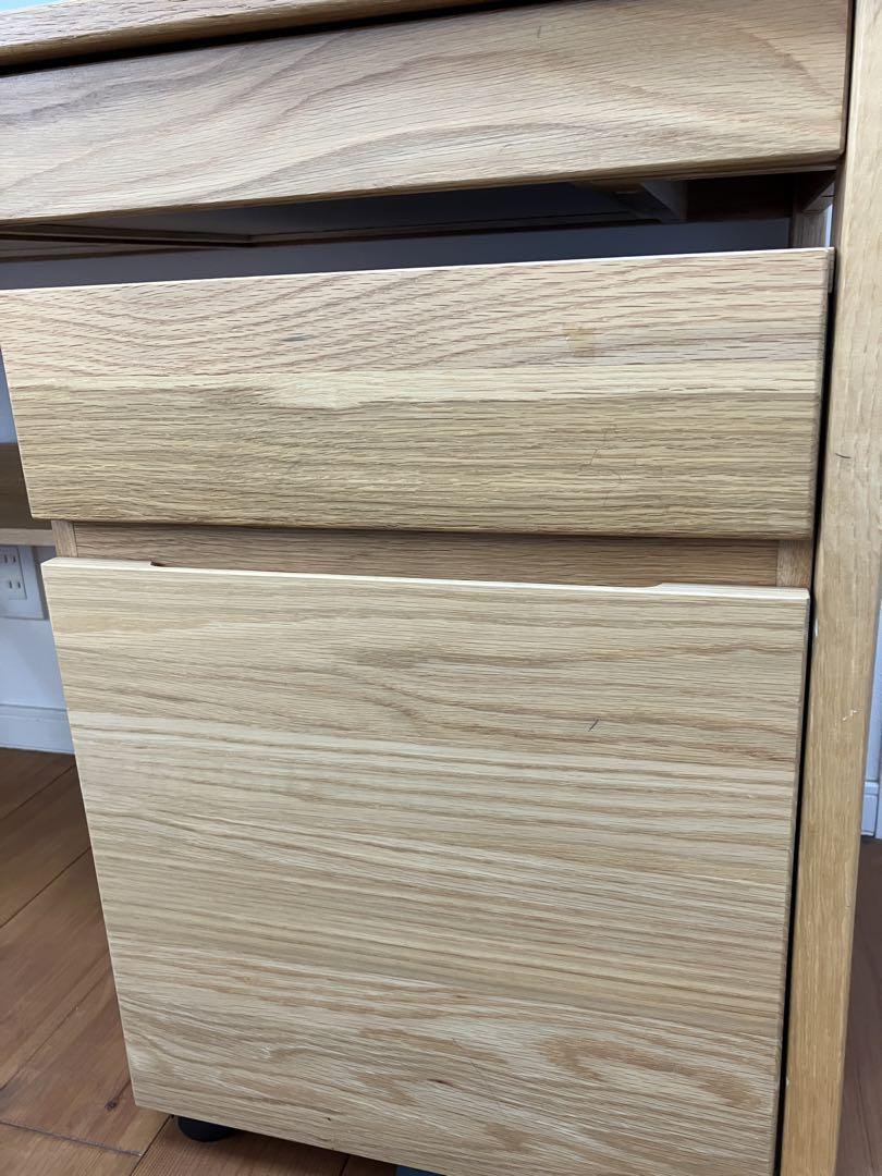 引取希望】無印良品 オーク無垢材デスク・キャビネットセット 引取希望】無印良品 オーク無垢材デスク・キャビネットセット