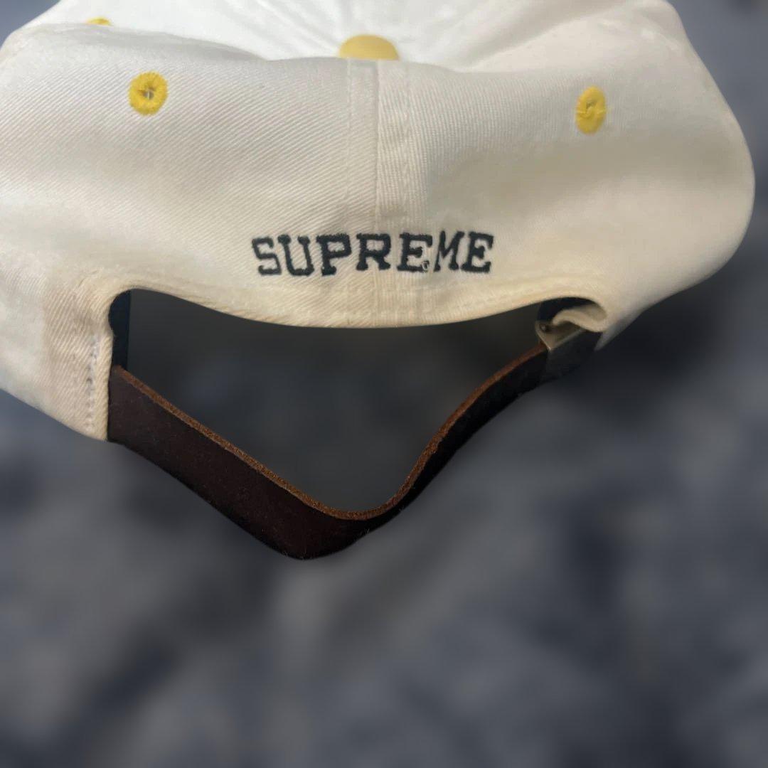 SUPREME 刺繍Sロゴ キャップ ホワイト/イエロー