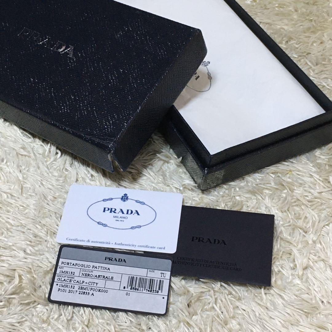 希少❗️新品級✨プラダ 長財布 グレースシティカーフ エチケット 黒 付属品完備 画像2