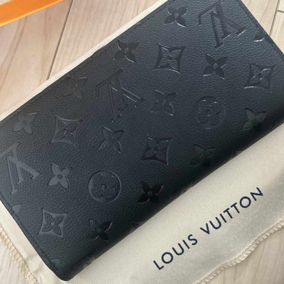 LOUIS VUITTON ブラックレザー長財布 - メルカリ