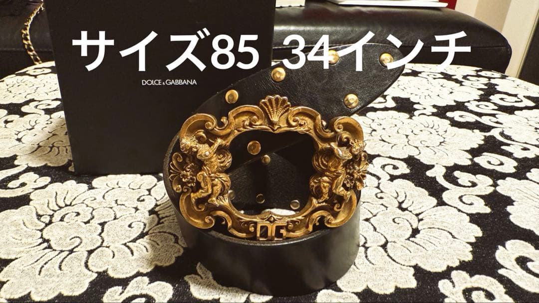 ◆新品同様◆Dolce & Gabbana◆バロックロゴレザーベルト/90◆