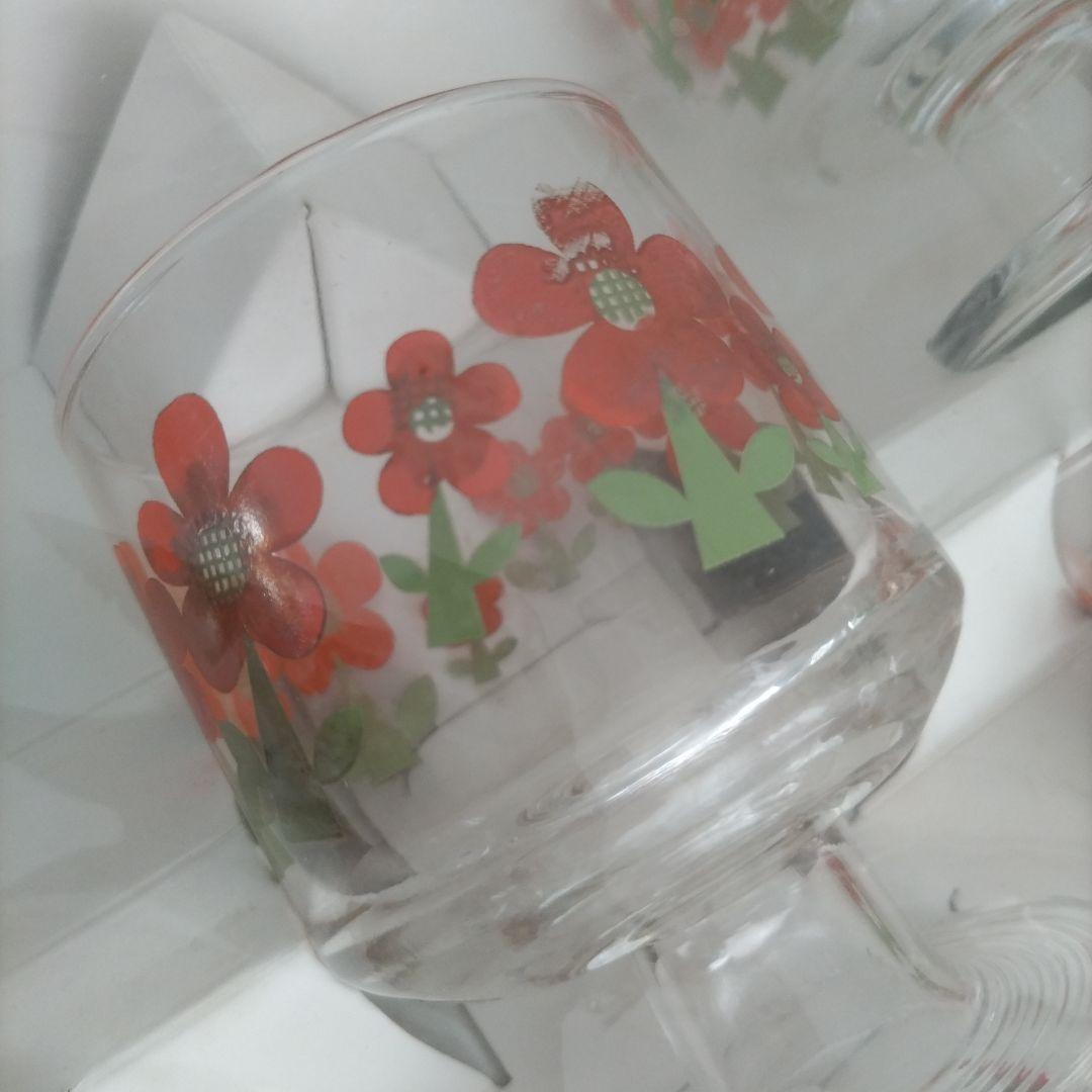 花柄　ガラス　グラス　　食器　セット　昭和　レトロ　アデリア　新品
