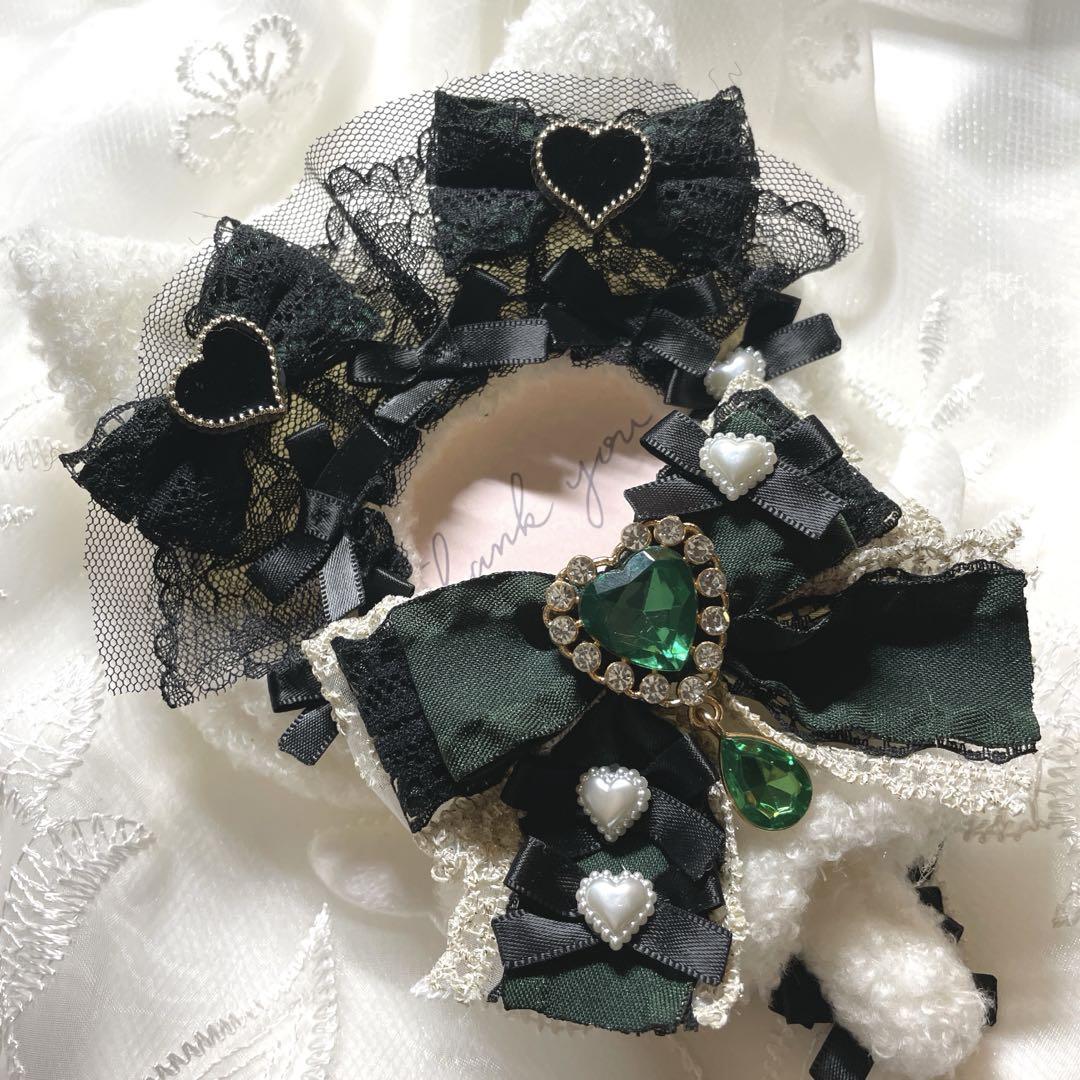 【25-4.5】ぬい服ちびぐるみ12センチリボン　カメオ　ハートヘッドドレス