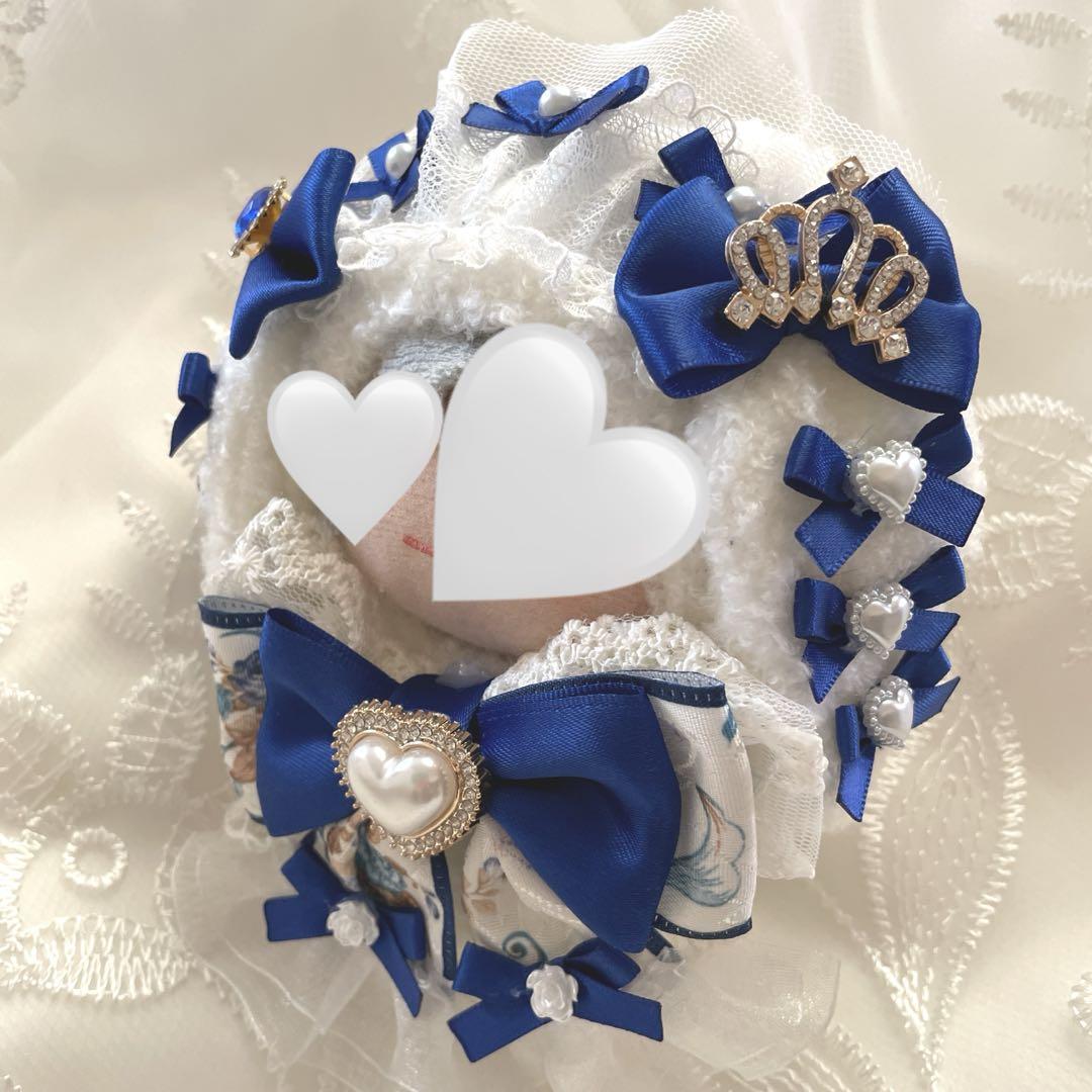 【25-4.5】ぬい服ちびぐるみ12センチリボン　カメオ　ハートヘッドドレス