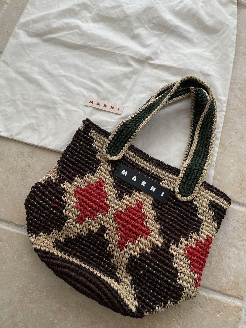 【即納&大特価】 MARNI バッグ かごバッグ フィケ 幾何学模様 MARKET バッグ
