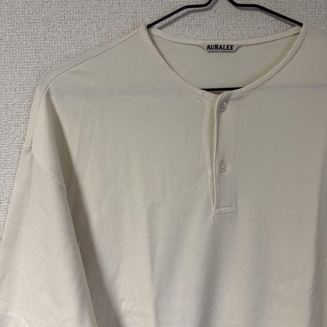 オーラリー SUPER SOFT PIQUE HENRY NECK ベージュ　L オーラリー SUPER SOFT PIQUE HENRY NECK ベージュL