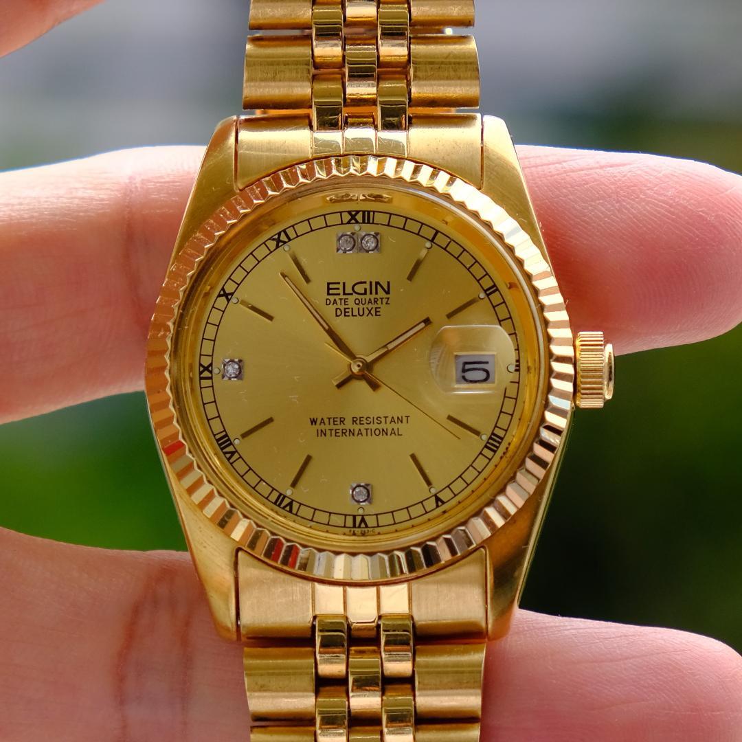 美品 Elgin day date 腕時計