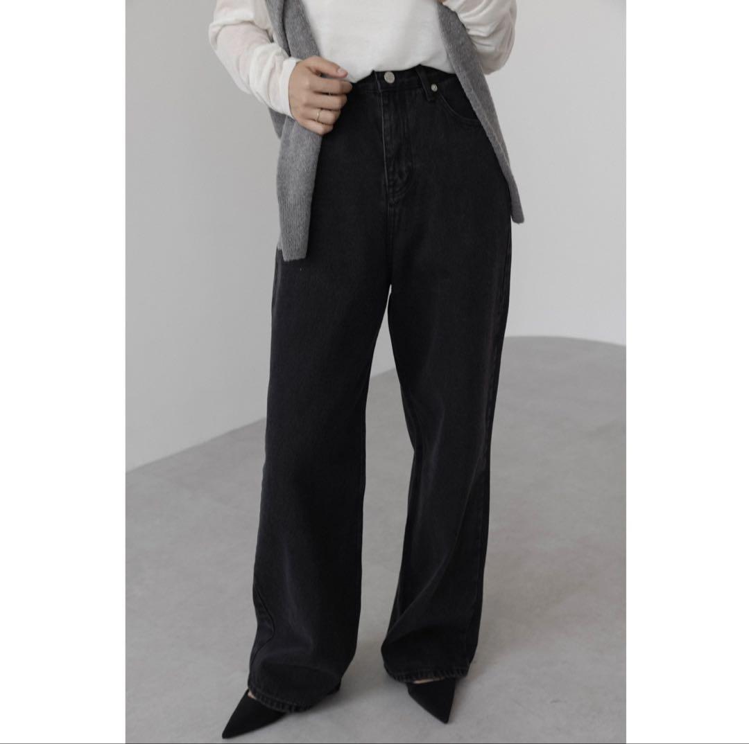 na.e Wide Loose Jeans_Black Sサイズ ロング丈