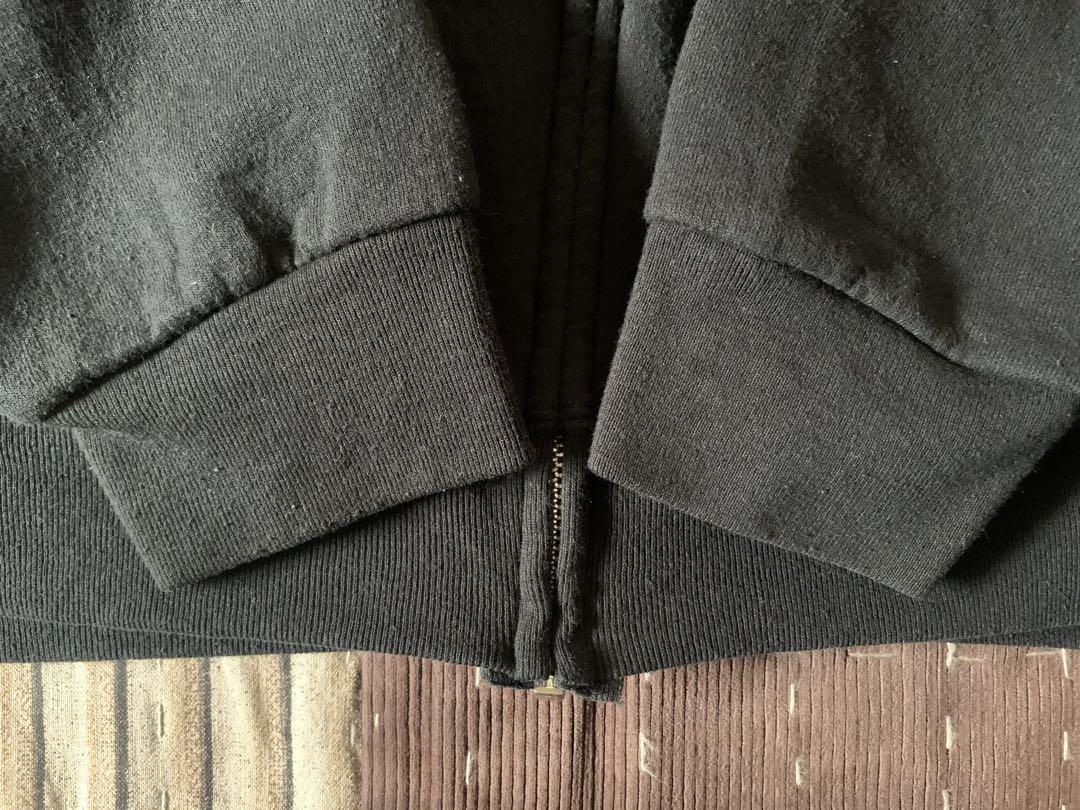 00s 2XL JERZEES vtg フルジップ パーカー ブラック 無地 黒