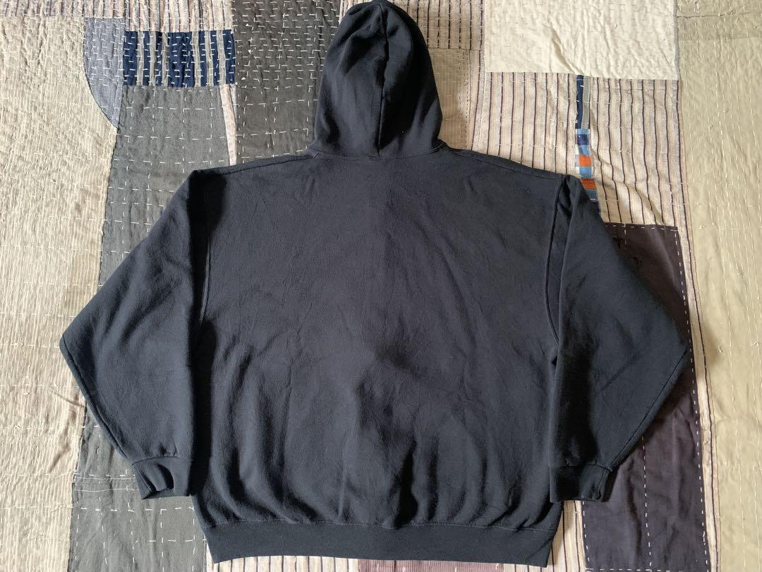 00s 2XL JERZEES vtg フルジップ パーカー ブラック 無地 黒