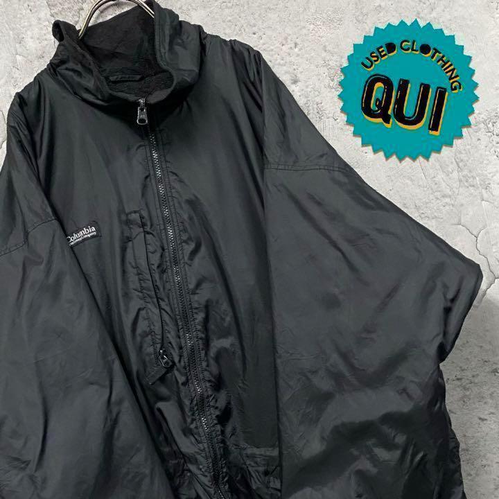 レア90s US古着○コロンビア ナイロンジャケット ブラック メンズ2XL