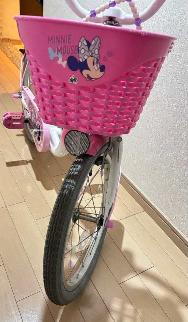 ミニーマウス子供用自転車 ピンク18やや傷や汚れあり