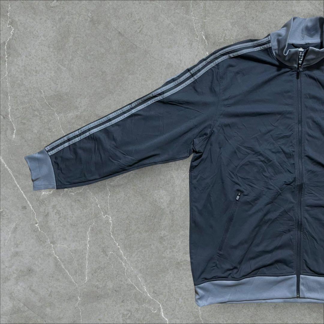 adidas人気2XLトラックジャケットグレーブラック切替デザインゆるダボ古着