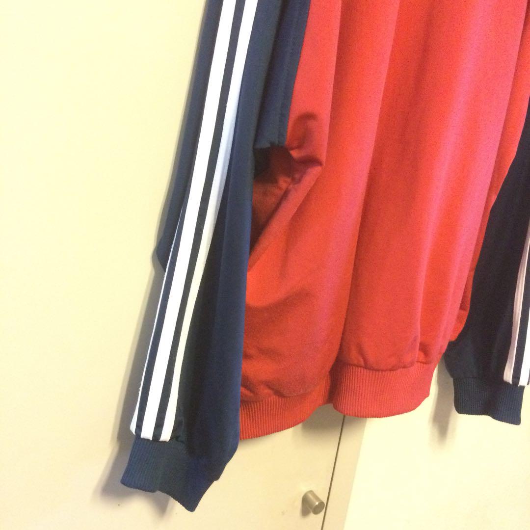 adidas オールドジャージ上　Lサイズ（ビンテージ）赤×青ツーカラー