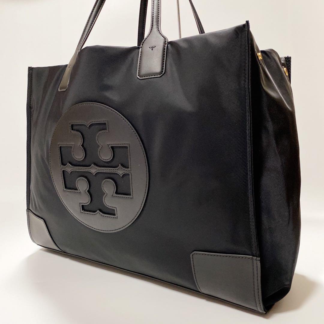 美品✨トリーバーチ トートバッグ ナイロン×レザー ブラック 画像1