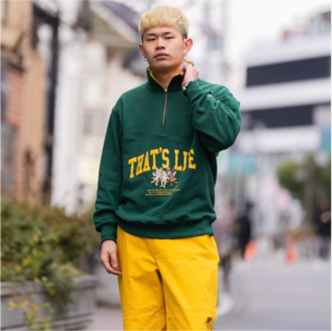 カテゴリー≩ That’s life Angel Half zip sweat Green 6J1SX-m75388082205 のサイズ