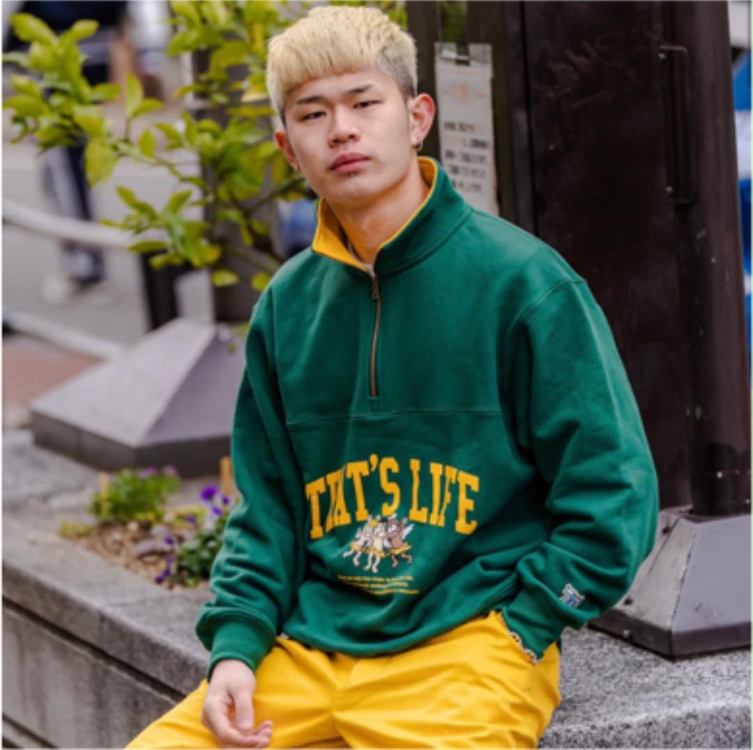 カテゴリー≩ That’s life Angel Half zip sweat Green 6J1SX-m75388082205 のサイズ
