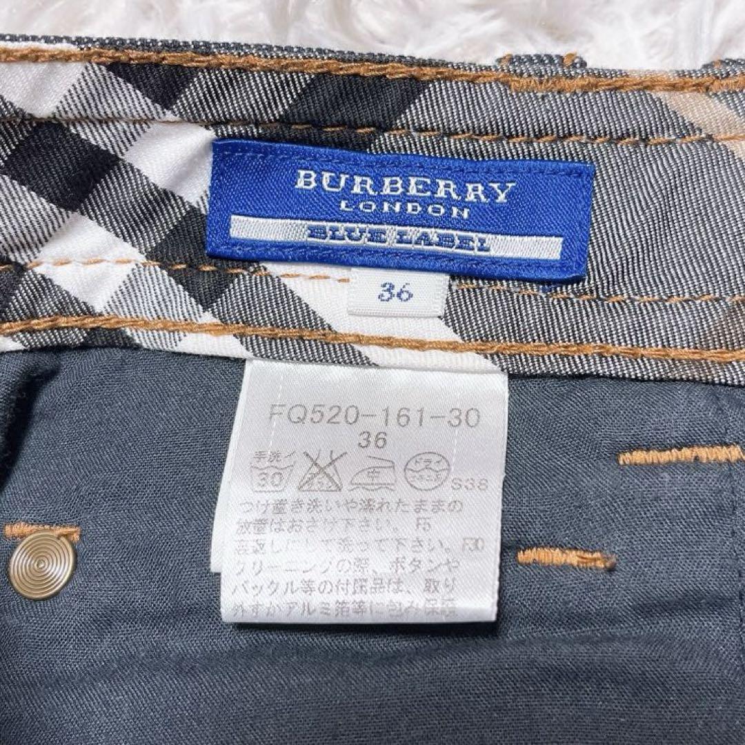 BURBERRY BLUE LABEL デニム ショート パンツ チェック 刺繍