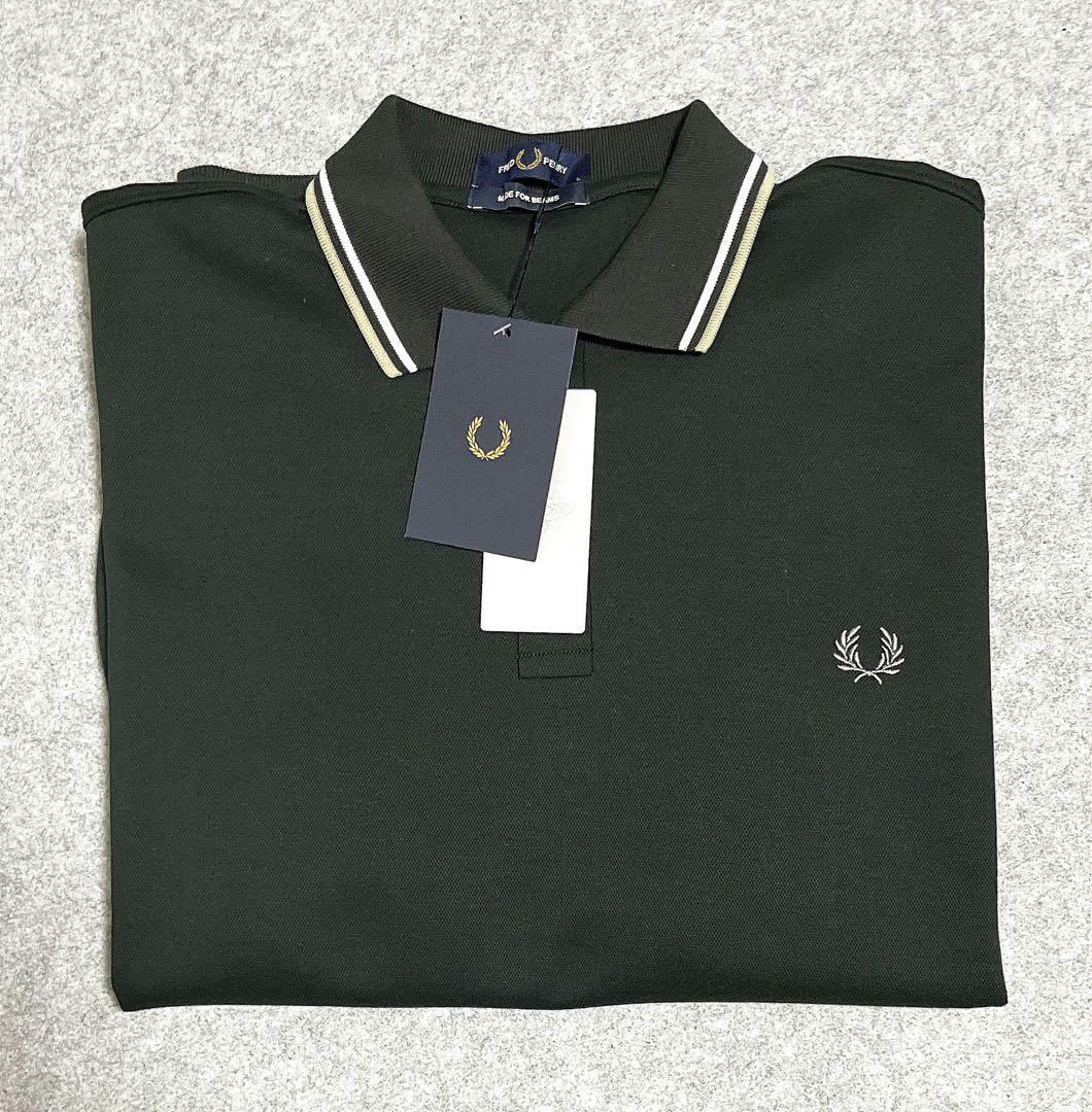 BEAMS × FRED PERRYポロシャツ ダークグリーン L 新品タグ付き 画像2