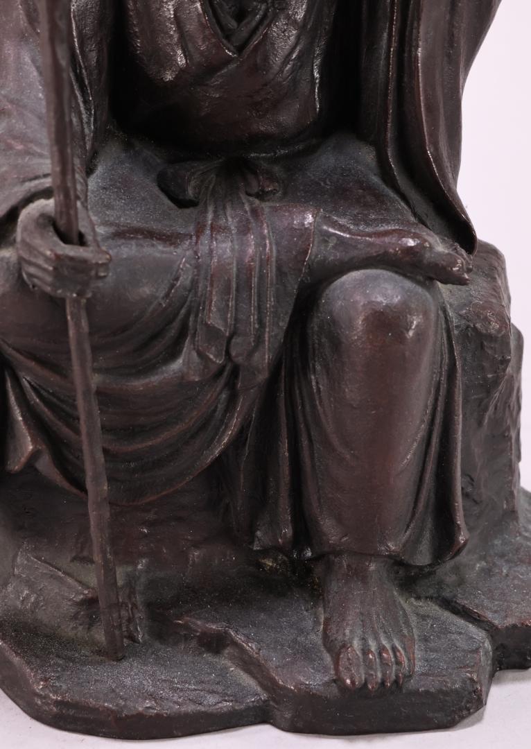 仏教美術　金工 幸山 造 花押　「　鋳銅製　神農像　」　置物高29㎝　BK65 仏教美術 金工 幸山 造 花押 「 鋳銅製 神農像 」 置物高29