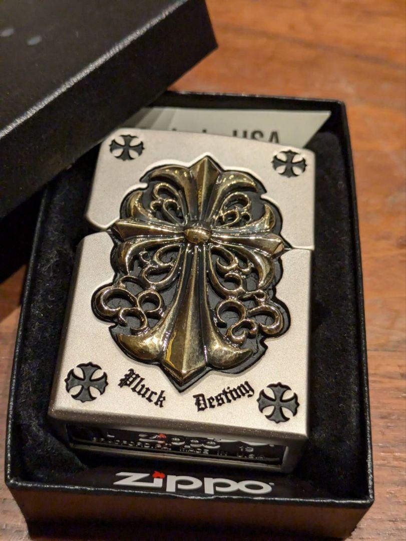 新品 両面クロス 立体メタルZippo 特注モデル 全面加工