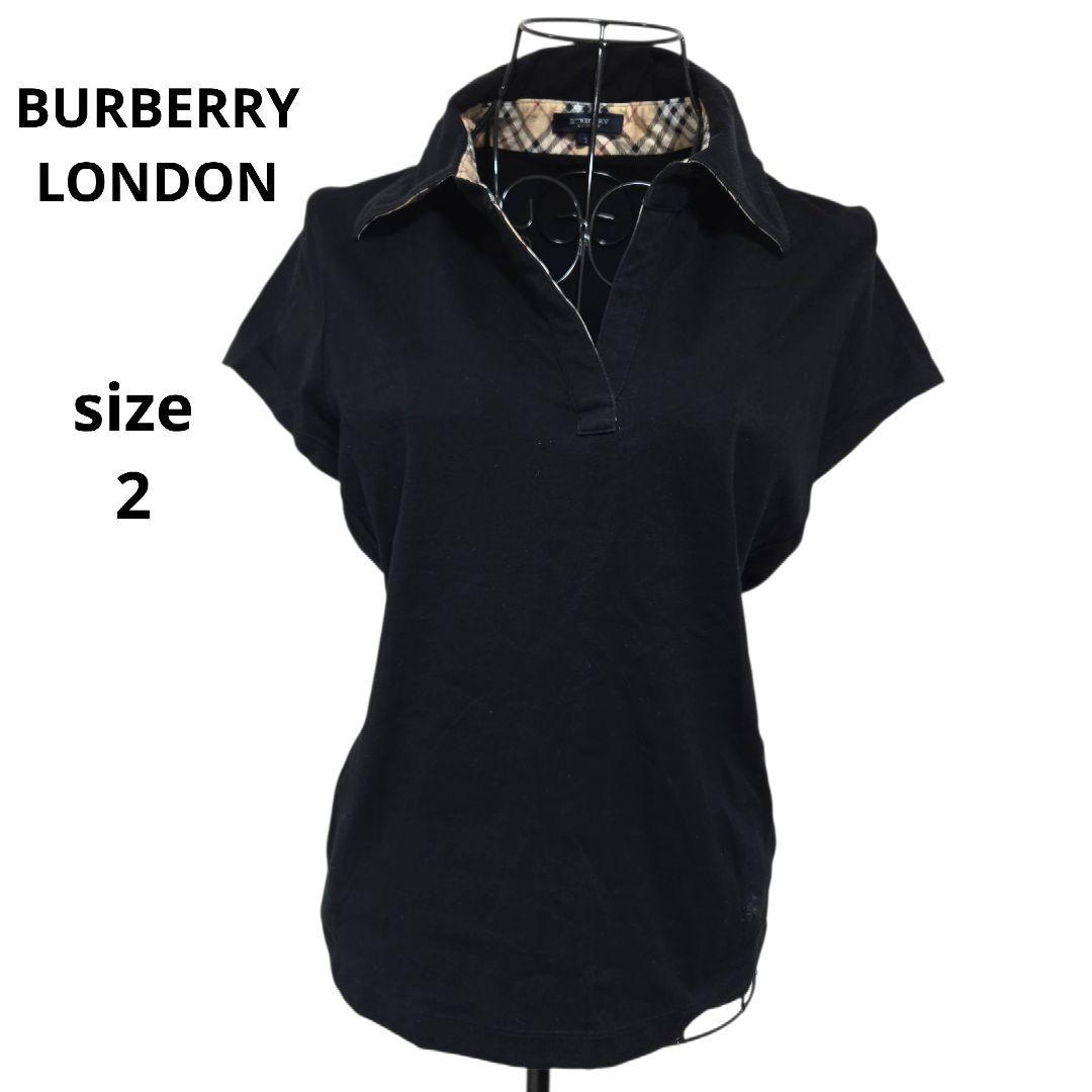 未使用級 バーバリーロンドン ポロシャツ ブラック ノバチェック M スキッパー BURBERRY LONDON バーバリー ロンドン 切替 ノバチェック