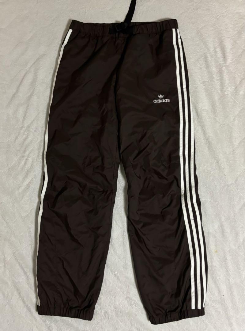 90s adidas アディダス ナイロントラックパンツ サイドジップ 鼠