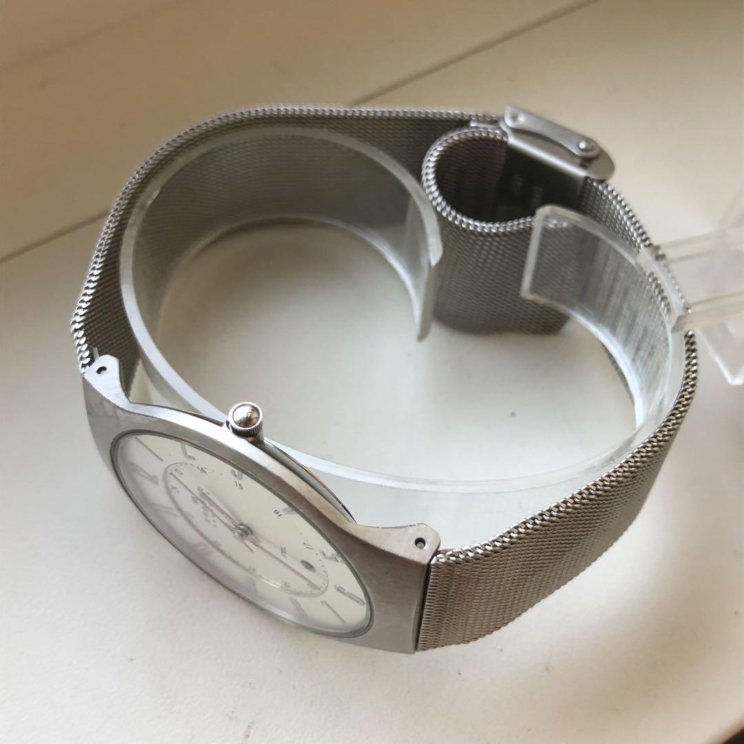 美品】Skagen スカーゲン 電池新品 クォーツ メッシュ金属ベルト