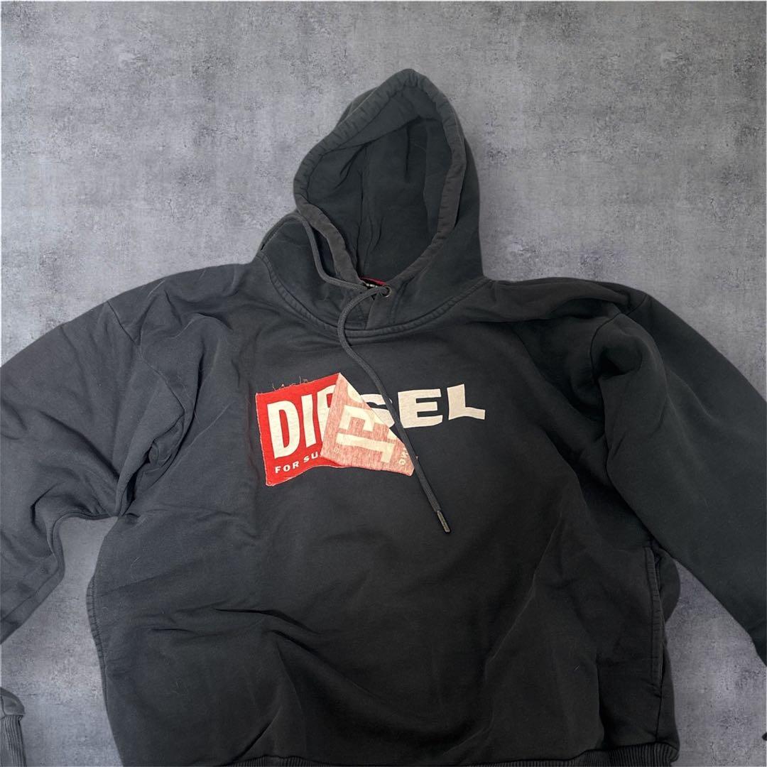 DIESEL フード付きパーカー ブラック人気