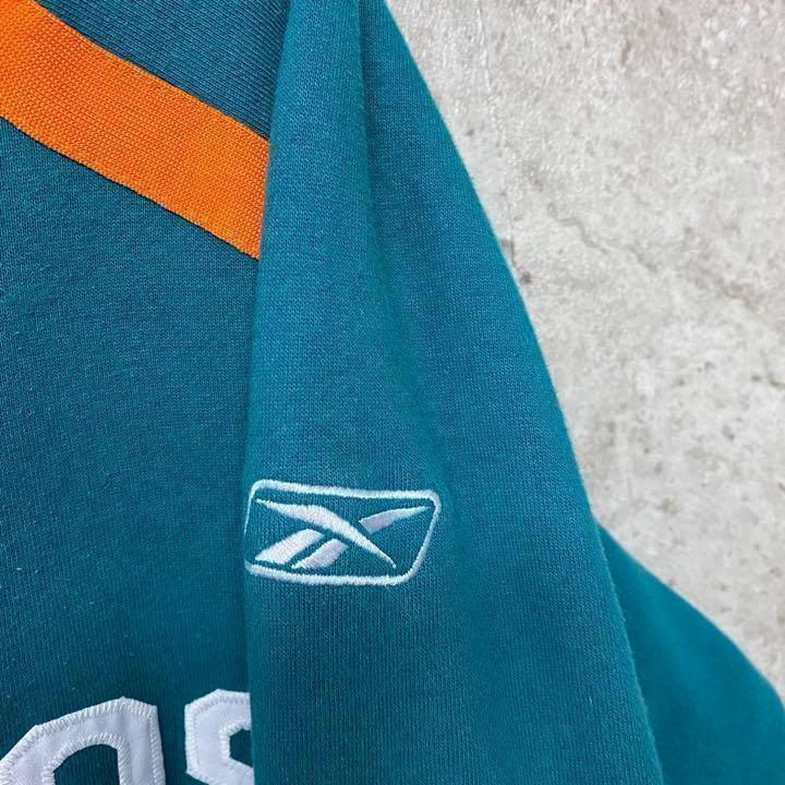 【希少☆US輸入】リーボック NFLドルフィンズ刺繍スウェットパーカー メンズL