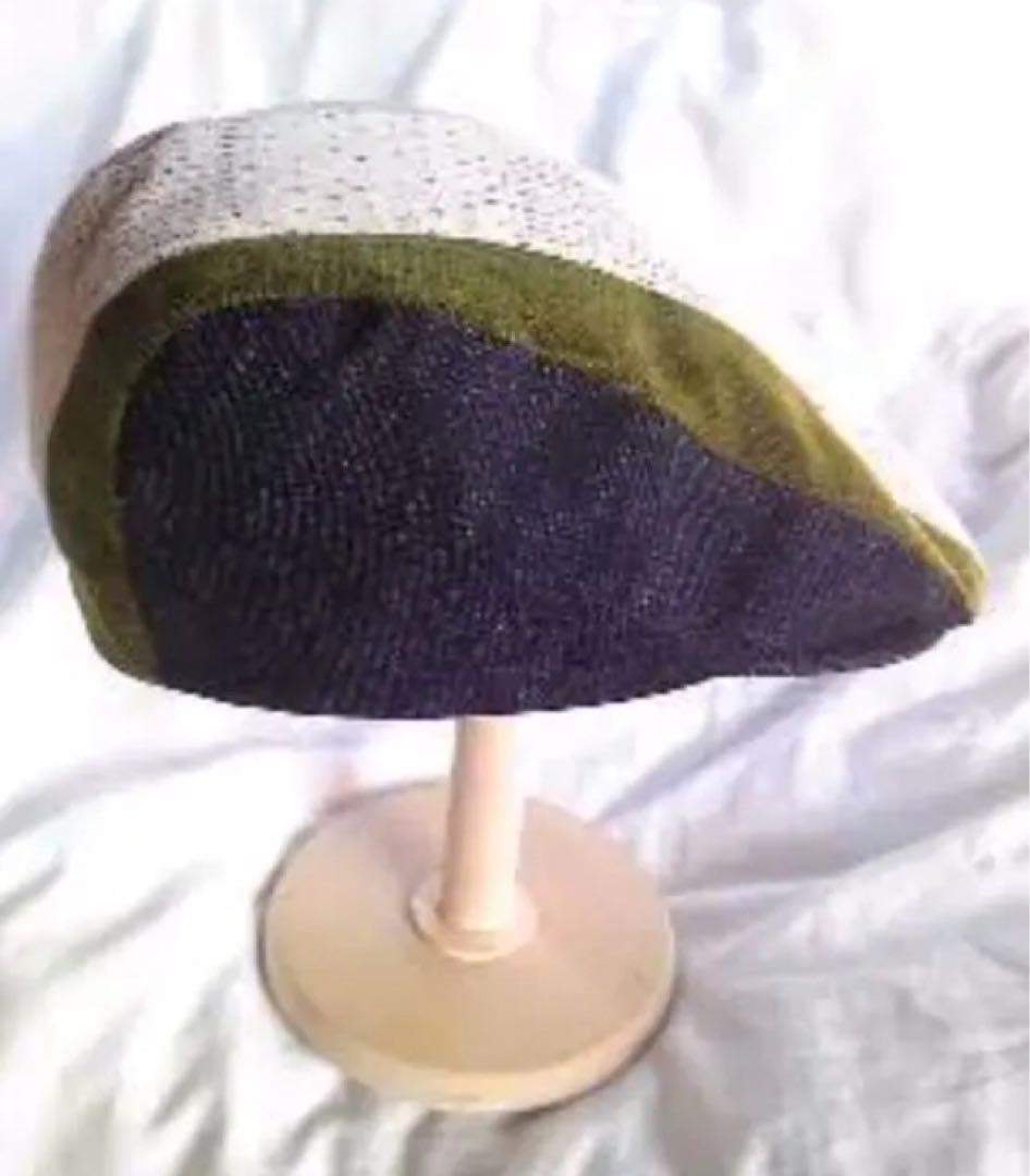 ハンチング 帽子 メンズ ◆紅殻かすり深緑デニム 着物リメイク ハンドメイド