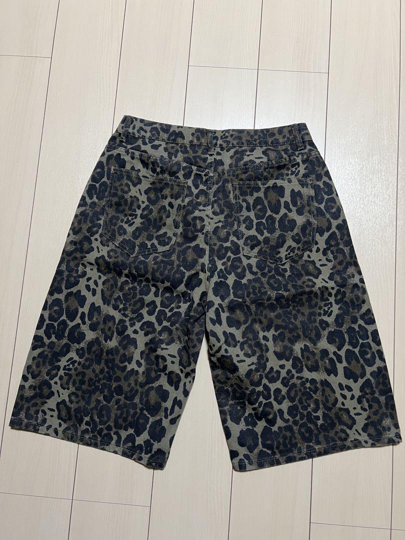 レオパード　デニム　ハーフパンツ　6分丈　L ワコマリア好きに　平本蓮　ブラウン