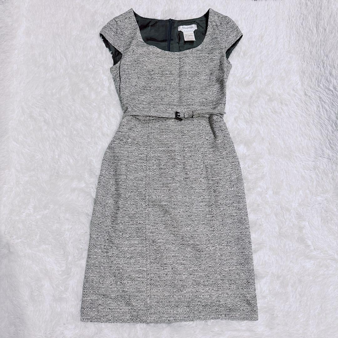 MaxMara マックフマーラ 白タグ ベルト付き ワンピース レディース
