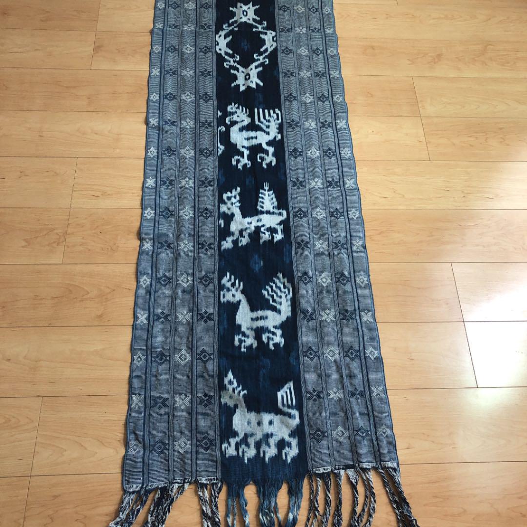 新品同様 インドネシア スンバ島 半幅藍染イカット 絵画