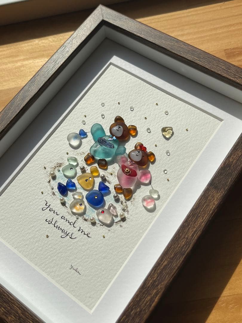 シーグラスアート　くまさんの夏祭り　meru様 ハンドメイド