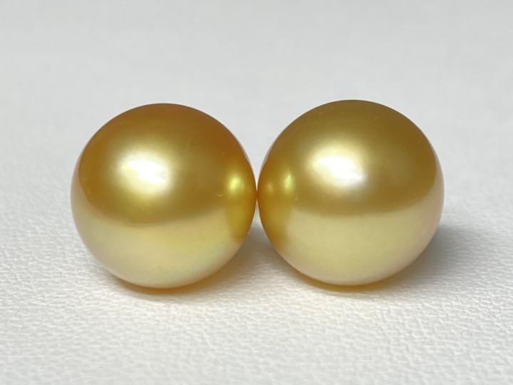 ☆最高品質茶金ゴールド☆ 白蝶ゴールドパール直結ピアス(約11.8×12.9㍉) 絶品カラー 茶金ゴールド】南洋白蝶真珠 2way ダイヤピアス