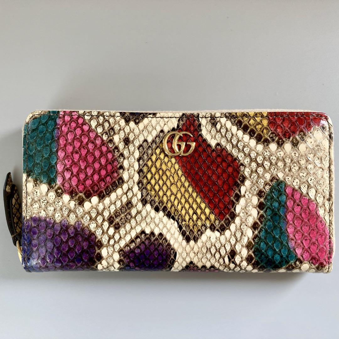 さくら様用 美品 希少 GUCCI グッチ 長財布 GGマーモント パイソン