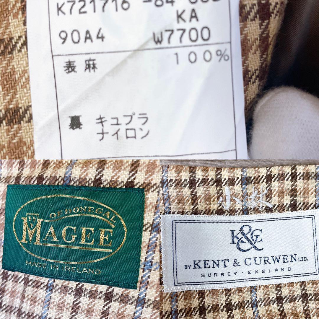 KENT&CURWENリネン100 サマージャケット　イギリス製プリーツ加工　L