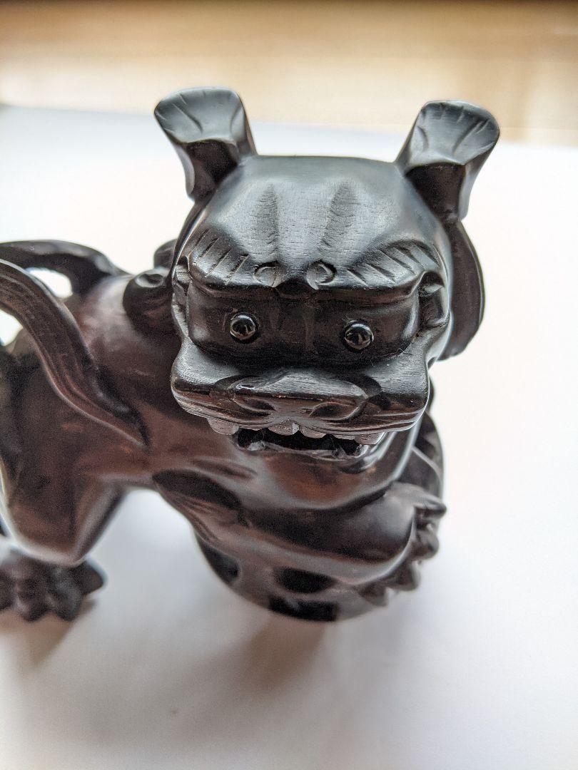 狛犬 置物 美術品 b6qH4-m75421030783 黒檀 NEW低価