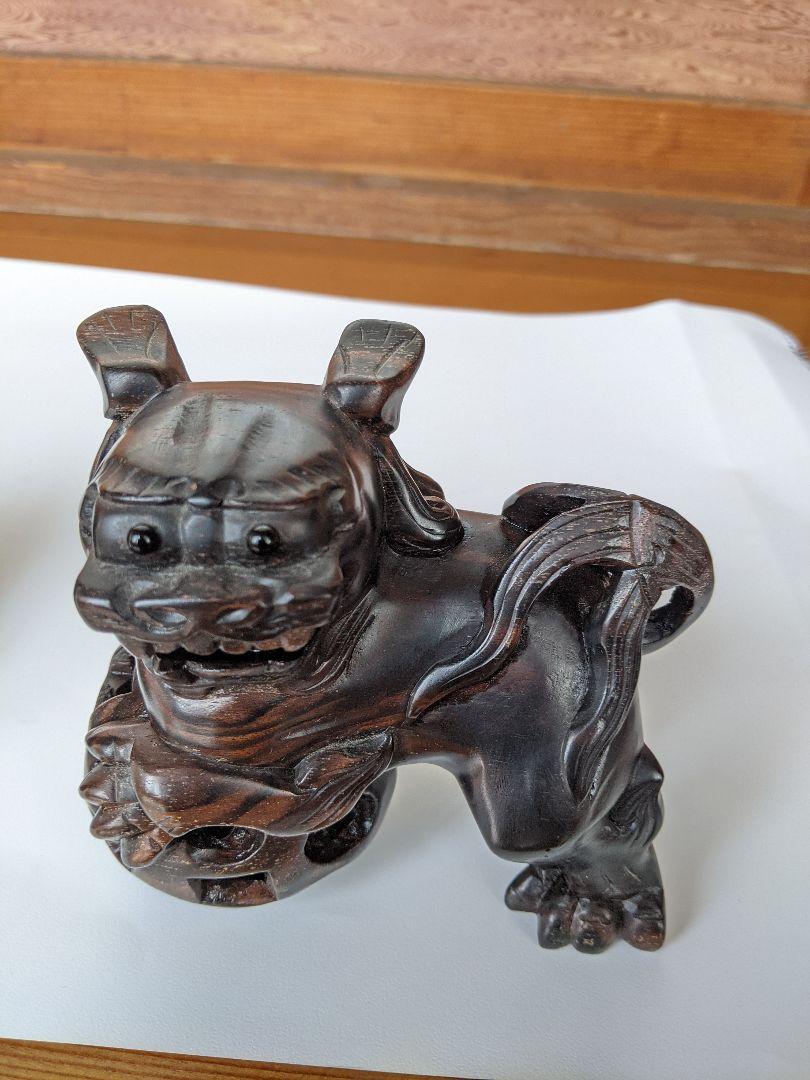 狛犬 置物 美術品 b6qH4-m75421030783 黒檀 NEW低価