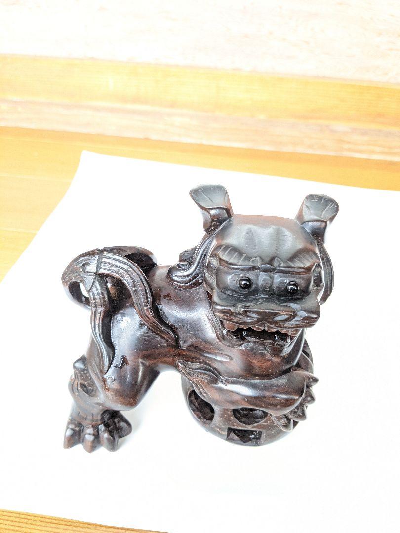 狛犬 置物 美術品 b6qH4-m75421030783 黒檀 NEW低価