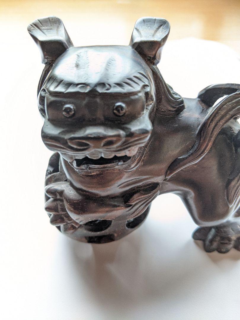 狛犬 置物 美術品 b6qH4-m75421030783 黒檀 NEW低価
