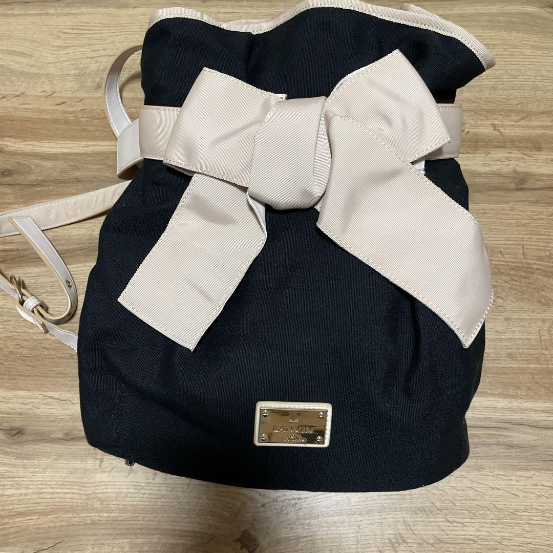 ランバンオンブルー  キャンバスリボンリュック 美品