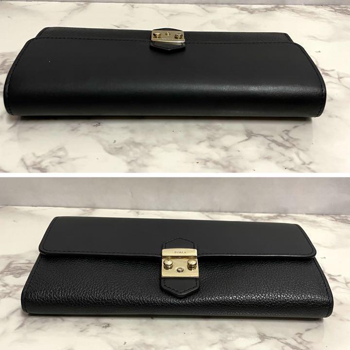極美品　フルラ　FURLA レザー　長財布　グレージュ　メトロポリス 極美品】FURLA フルラ 長財布 ウォレット メトロポリス 黒